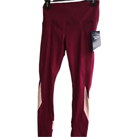 REEBOK Skinny High-rise  Workout Leggings Plum Burgundy Red Wine Size Size: S - Picture 1 of 5